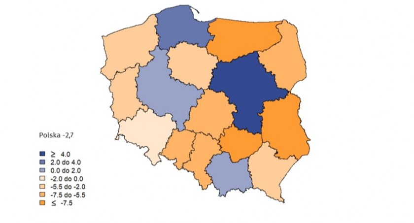 Ubytki ludności w województwach fot. GUS