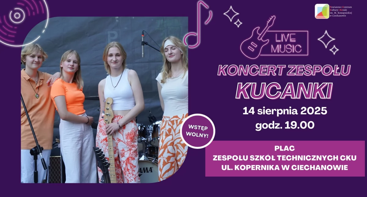 Koncerty, Ciechanowie wystąpi utalentowany zespół Kucanki - zdjęcie, fotografia