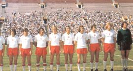 Orły przed wygraną z Angią na stadionie w Chorzowie 06.1974