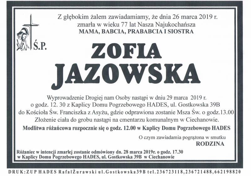 ZOFIA  JAZOWSKA