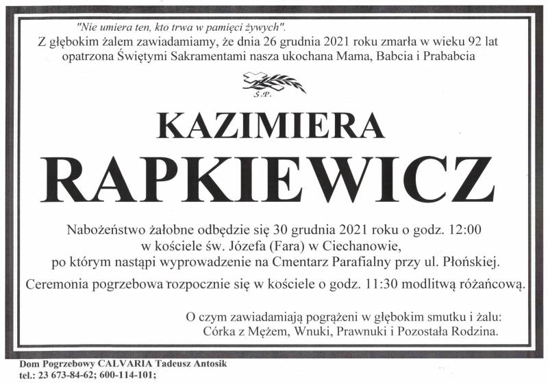 Kazimiera Rapkiewicz