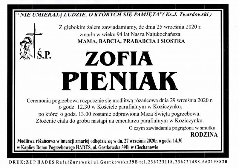 ZOFIA PIENIAK