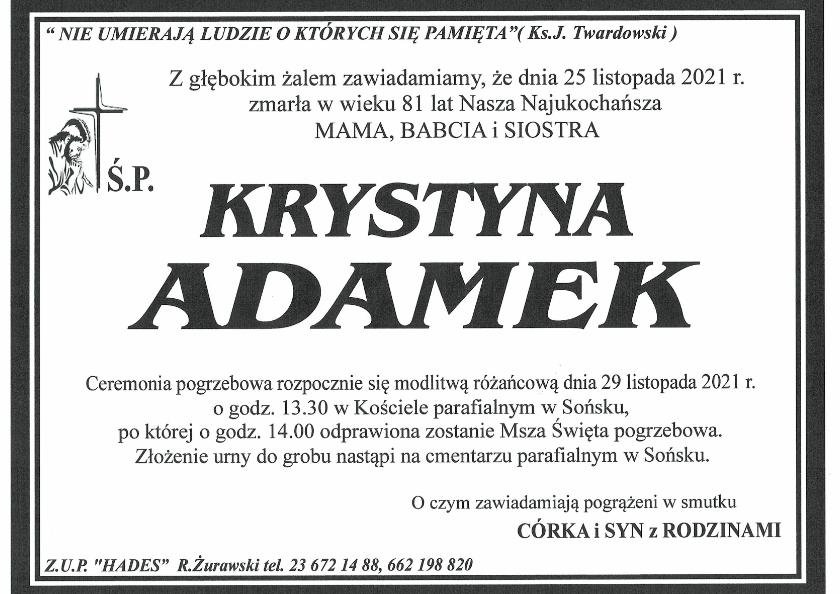 KRYSTYNA ADAMEK