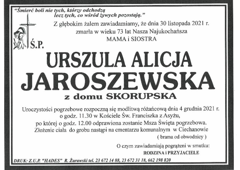 URSZULA ALICJA JAROSZEWSKA