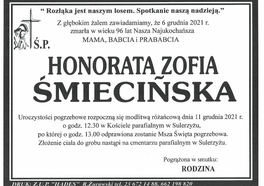 HONORATA ZOFIA ŚMIECIŃSKA