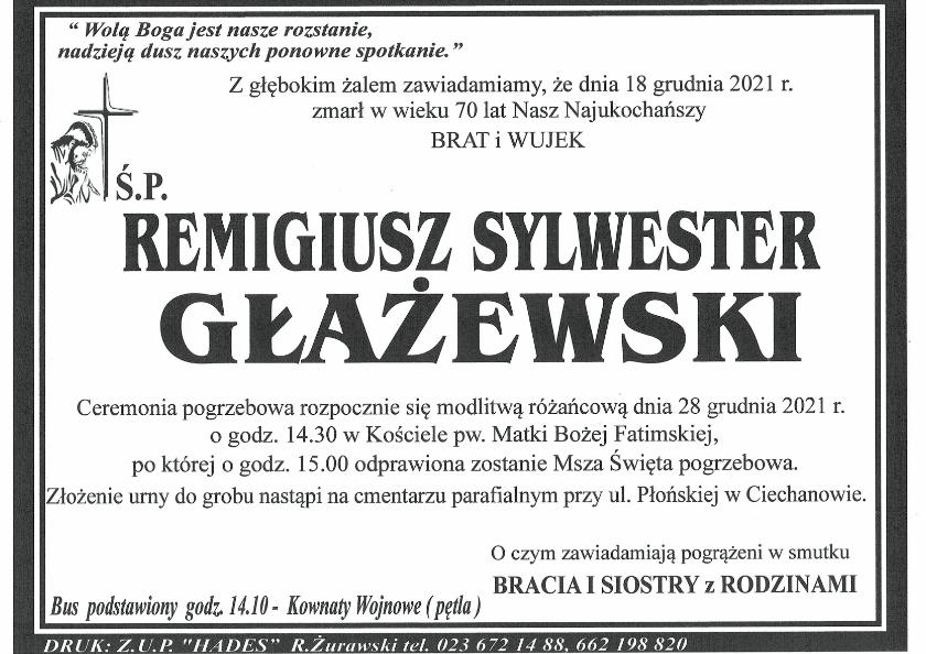 REMIGIUSZ SYLWESTER GŁAŻEWSKI