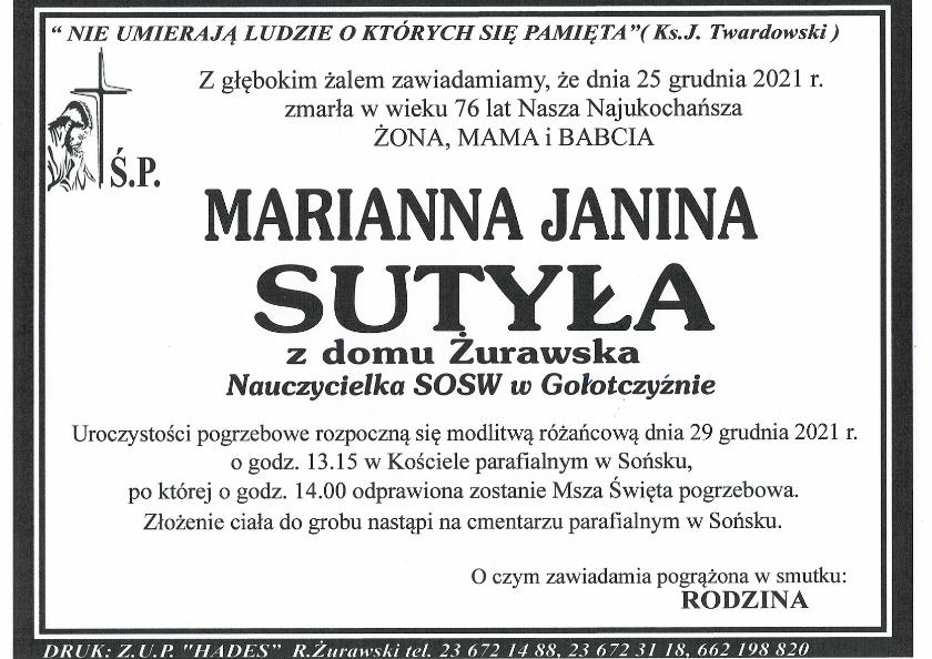 MARIANNA JANINA SUTYŁA