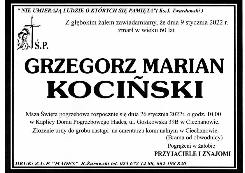 GRZEGORZ MARIAN KOCIŃSKI