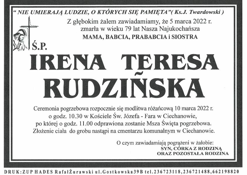 IRENA TERESA RUDZIŃSKA