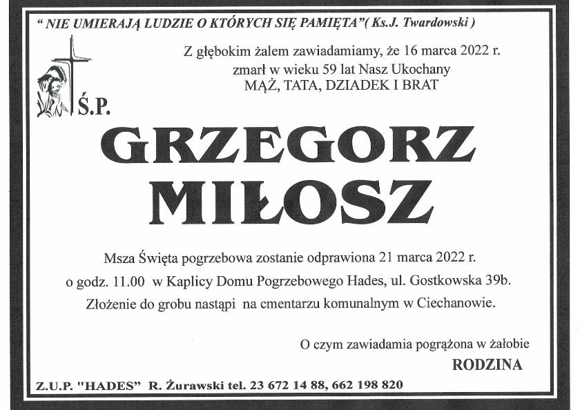 GRZEGORZ MIŁOSZ