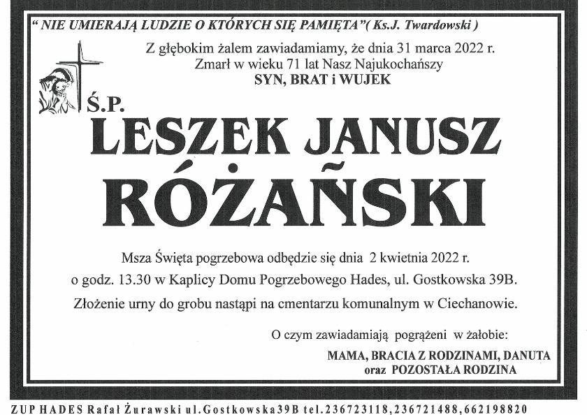 LESZEK JANUSZ RÓŻAŃSKI