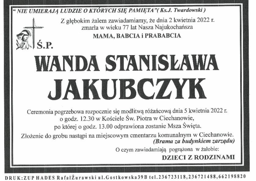 WANDA STANISŁAWA JAKUBCZYK