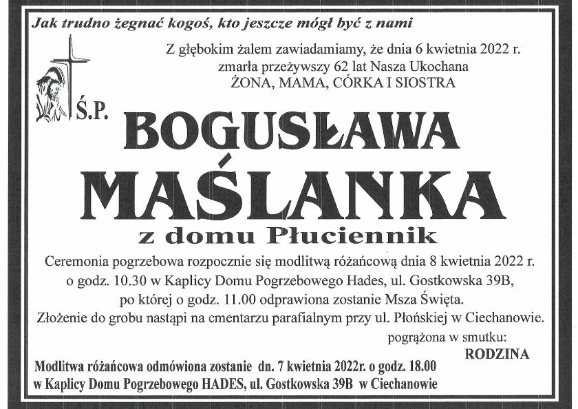 BOGUSŁAWA MAŚLANKA