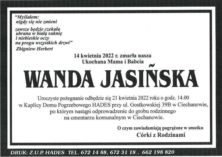 JASIŃSKA WANDA