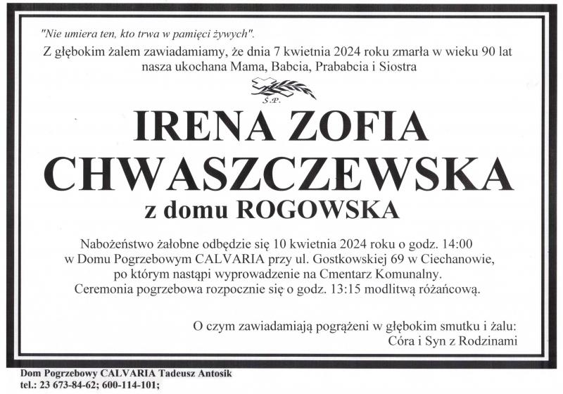 Irena Zofia Chwaszczewska