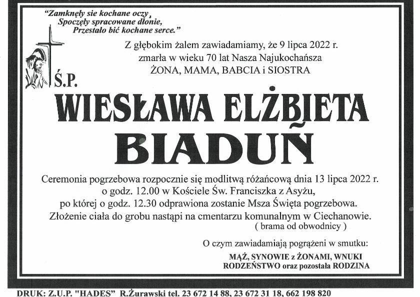 WIESŁAWA BIADUŃ