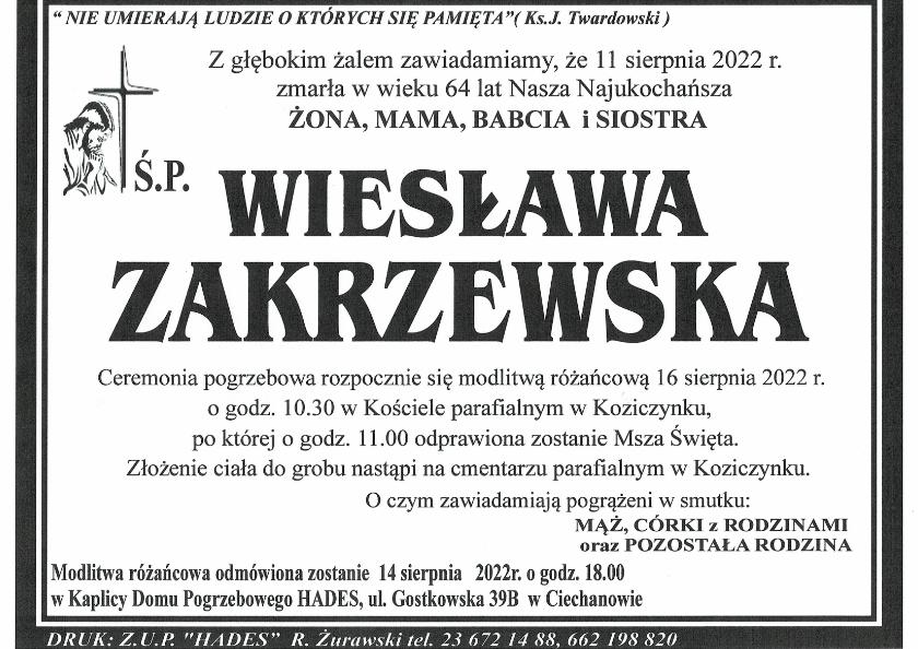 WIESŁAWA ZAKRZEWSKA