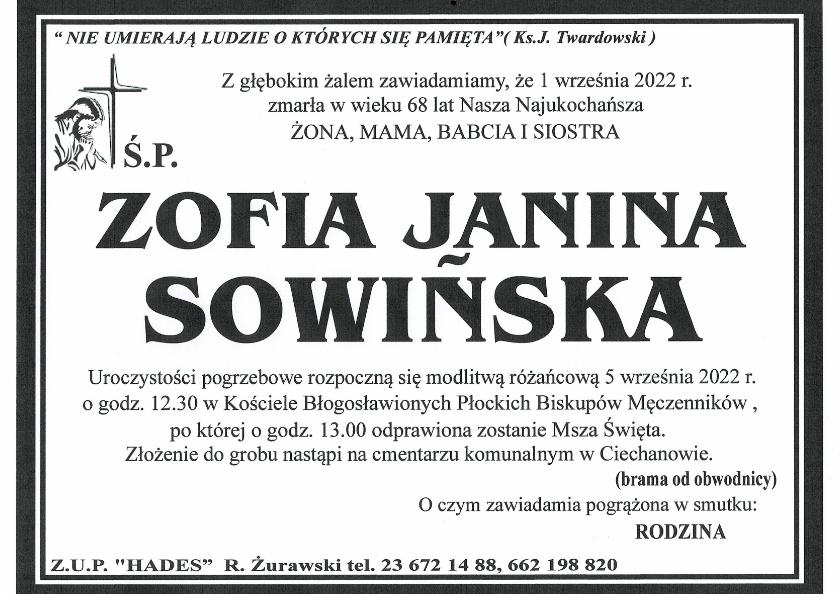 ZOFIA JANINA SOWIŃSKA
