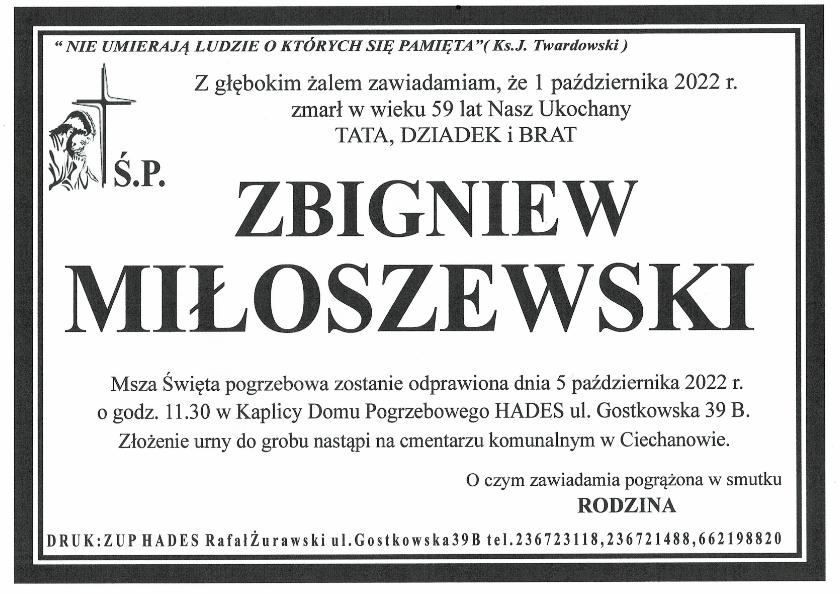 ZBIGNIEW MIŁOSZEWSKI