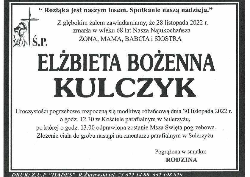 ELŻBIETA BOŻENNA KULCZYK
