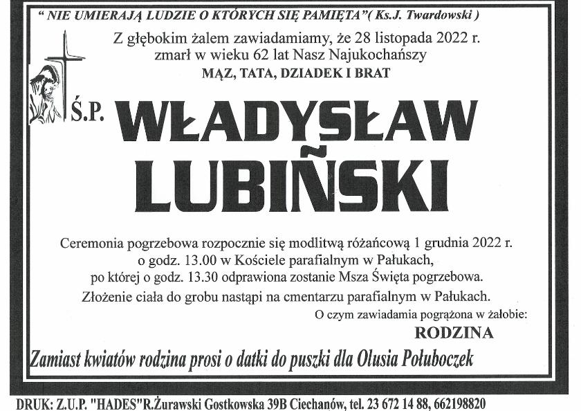 WŁADYSŁAW LUBIŃSKI