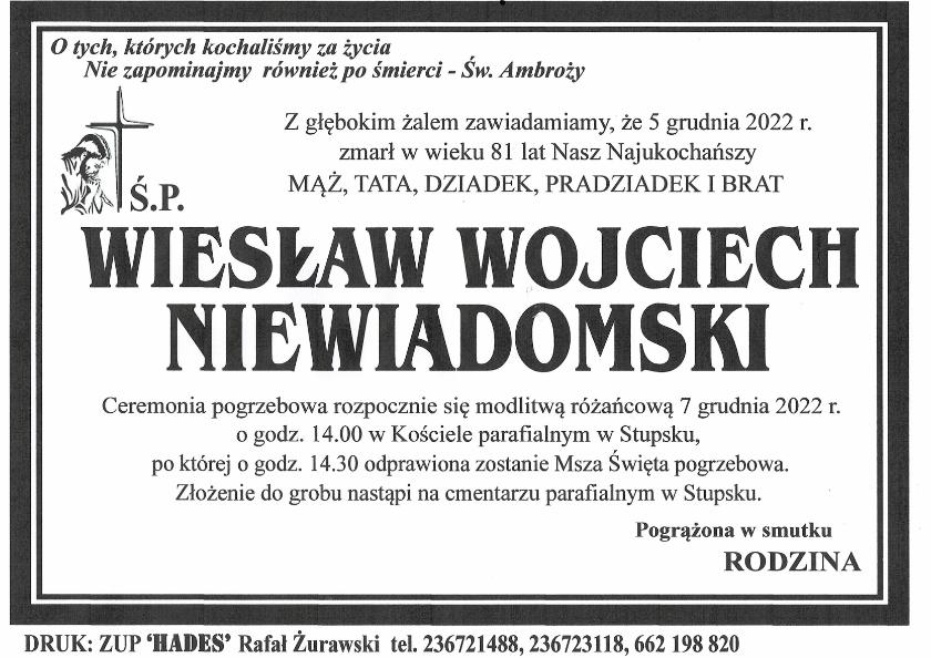 WIESŁAW WOJCIECH NIEWIADOMSKI