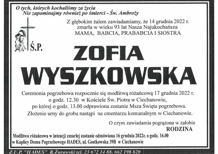 ZOFIA WYSZKOWSKA