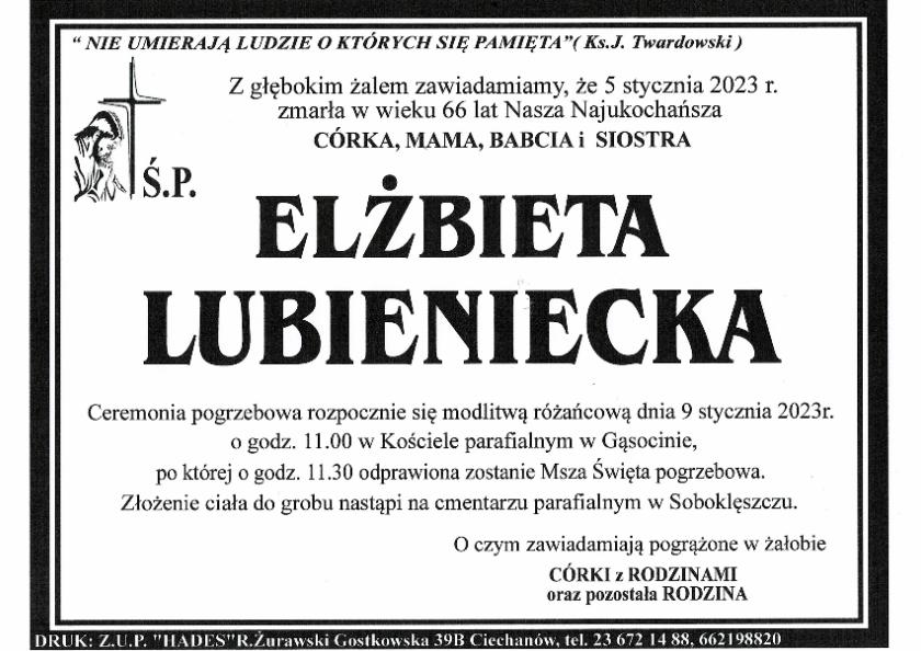 LUBIENIECKA ELŻBIETA