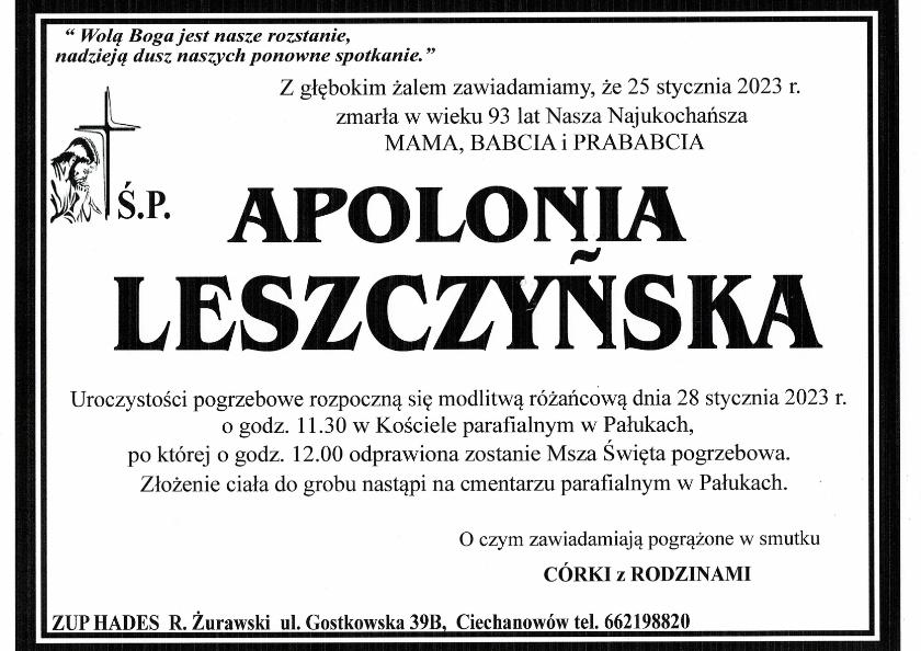 APOLONIA LESZCZYŃSKA
