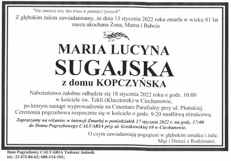 Maria Lucyna Sugajska