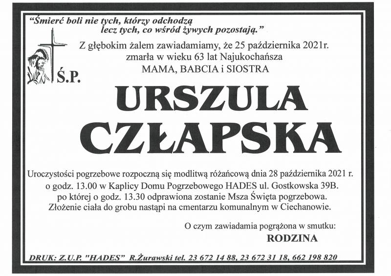 URSZULA CZŁAPSKA