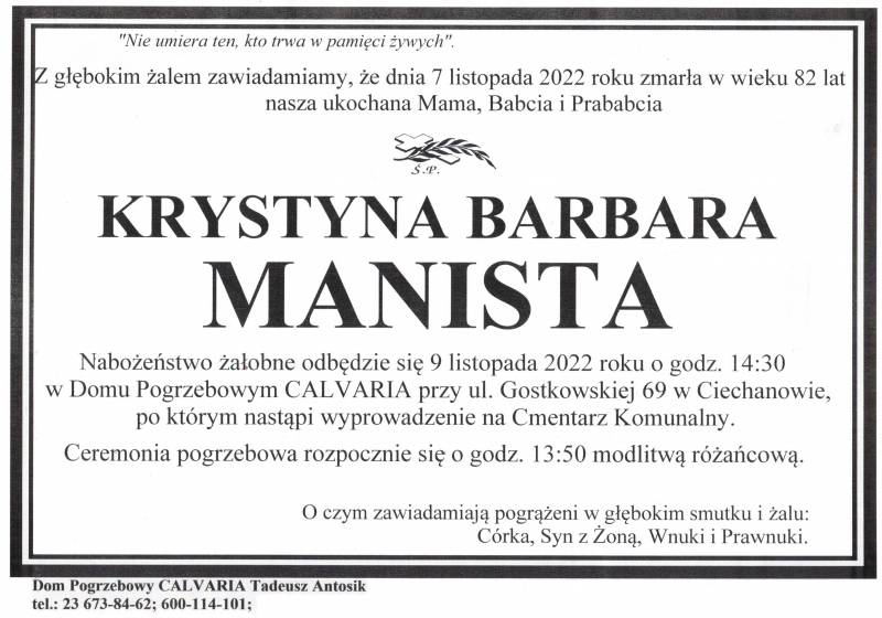 Krystyna Barbara Manista