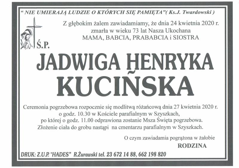 JADWIGA HENRYKA KUCIŃSKA