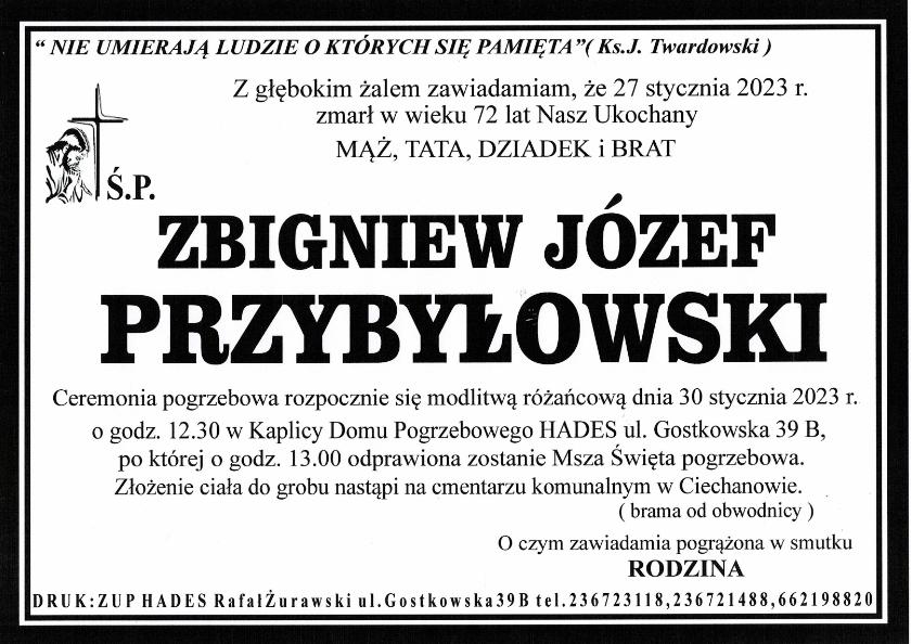 ZBIGNIEW JÓZEF PRZYBYŁOWSKI