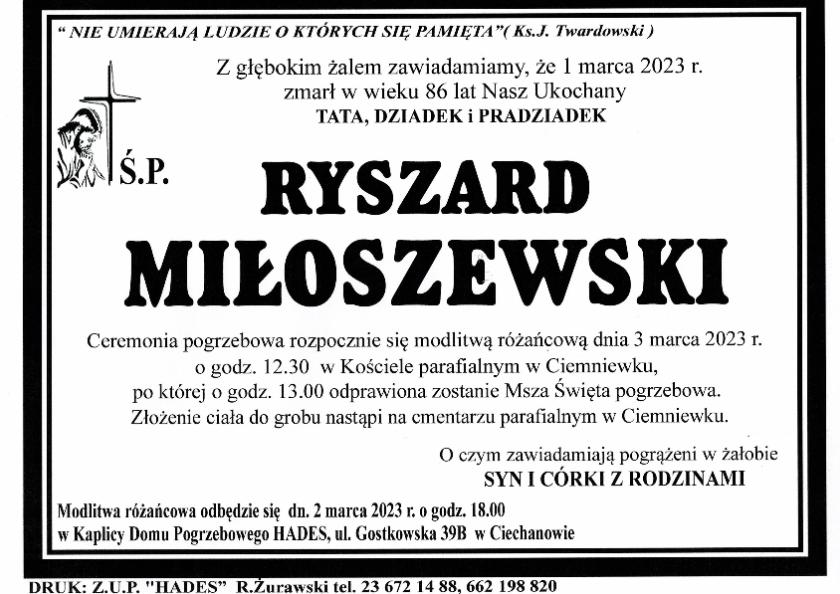 RYSZARD MIŁOSZEWSKI