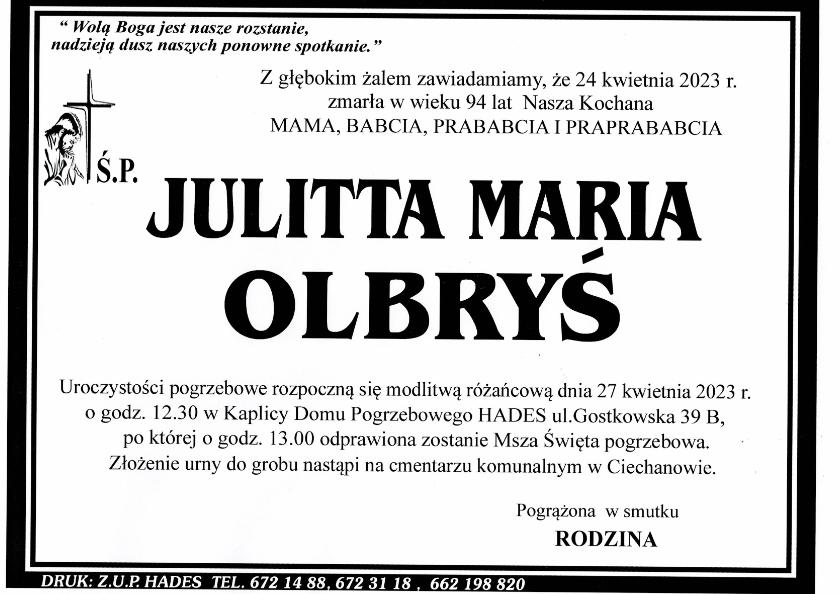 JULITTA MARIA OLBRYŚ