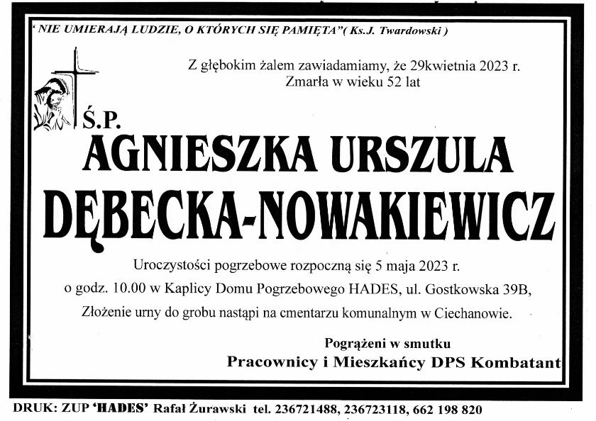 AGNIESZKA URSZULA DĘBECKA-NOWAKIEWICZ