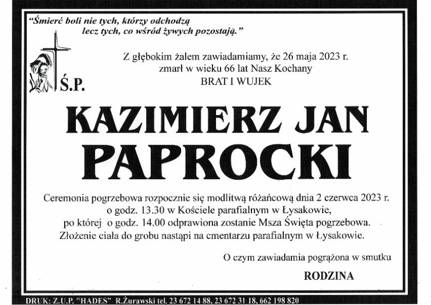 KAZIMIERZ JAN PAPROCKI