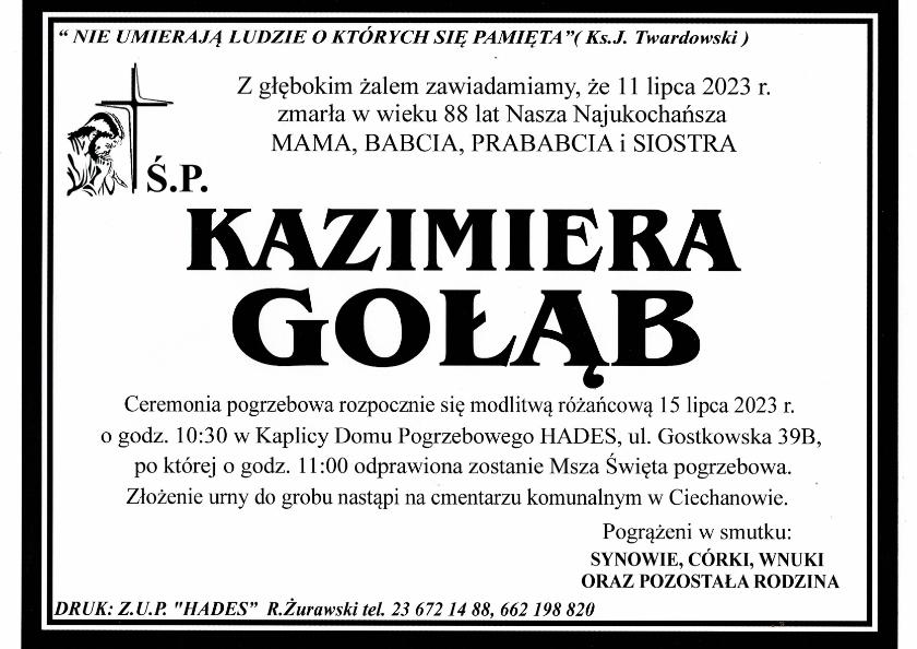 KAZIMIERA GOŁĄB