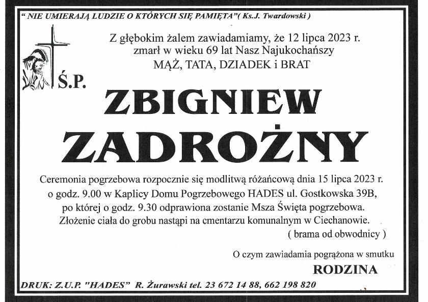 ZBIGNIEW ZADROŻNY