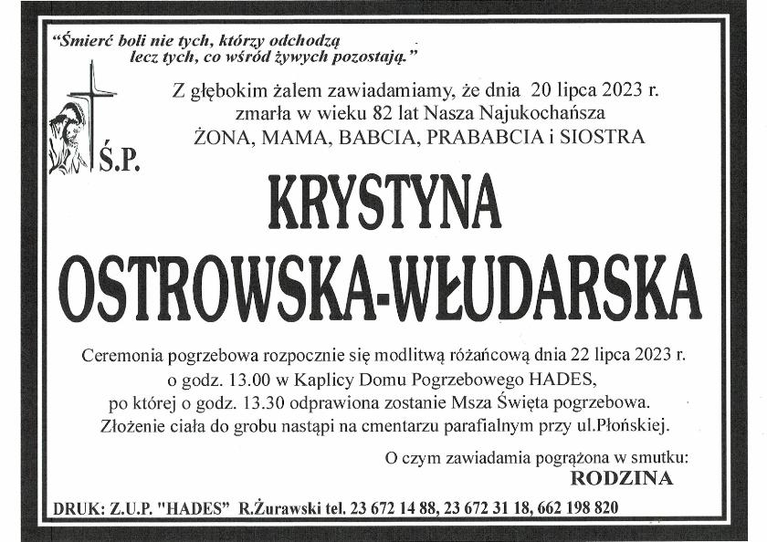 KRYSTYNA OSTROWSKA - WŁUDARSKA