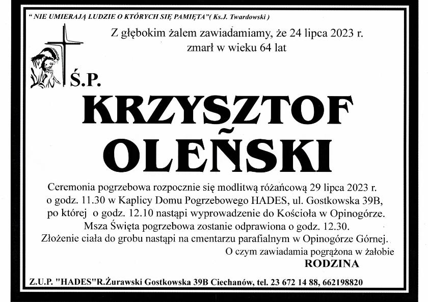 KRZYSZTOF OLEŃSKI