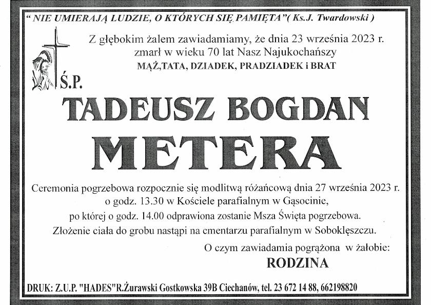 TADEUSZ BOGDAN METERA