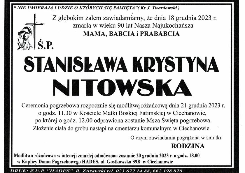 STANISŁAWA KRYSTYNA NITOWSKA