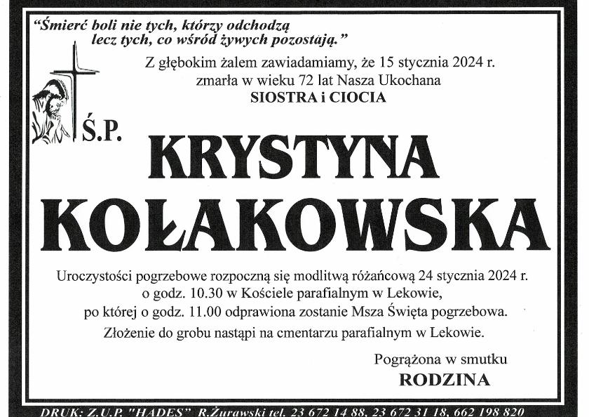 KRYSTYNA KOŁAKOWSKA