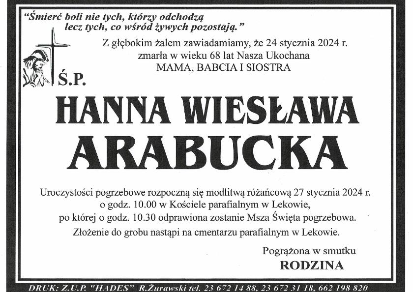 HANNA WIESŁAWA ARABUCKA
