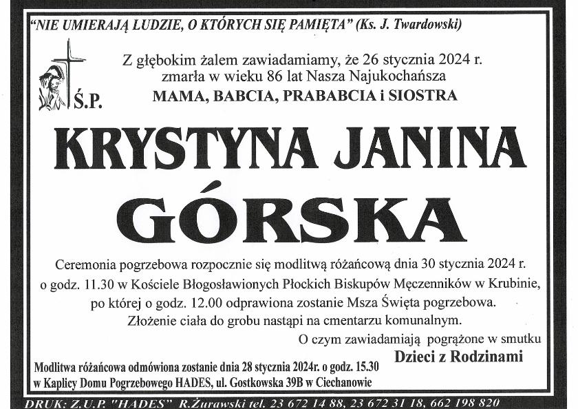 KRYSTYNA JANINA GÓRSKA