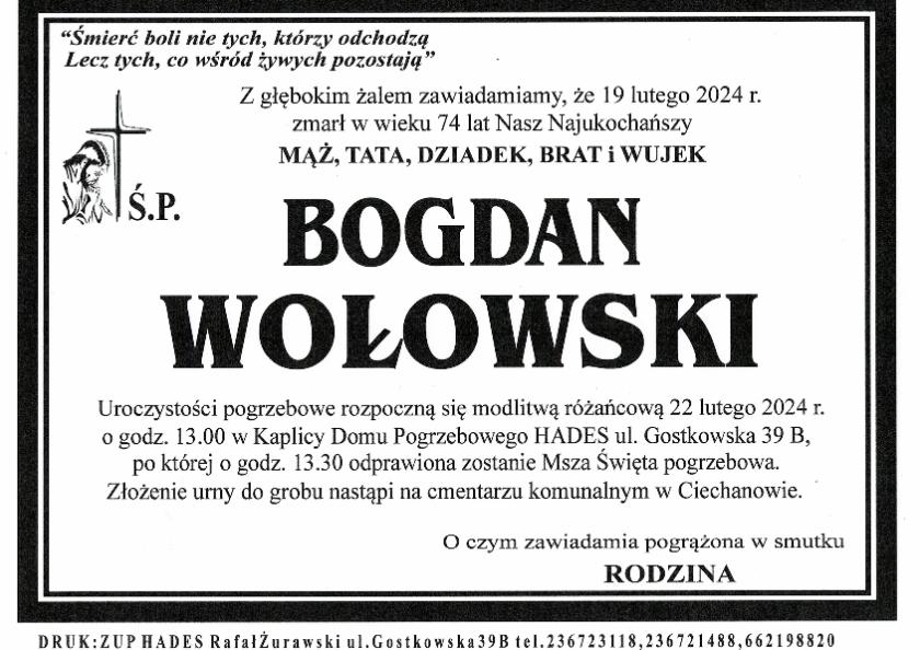 BOGDAN WOŁOWSKI