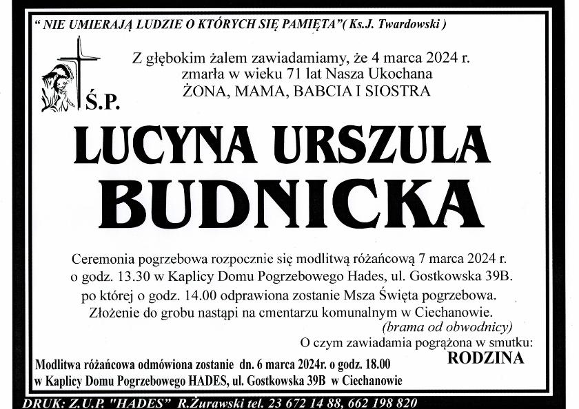LUCYNA URSZULA BUDNICKA