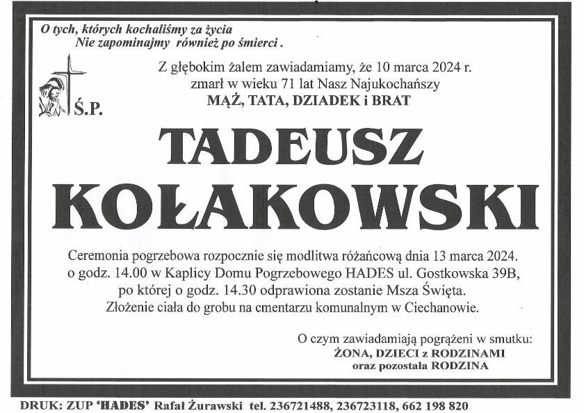 TADEUSZ KOŁAKOWSKI